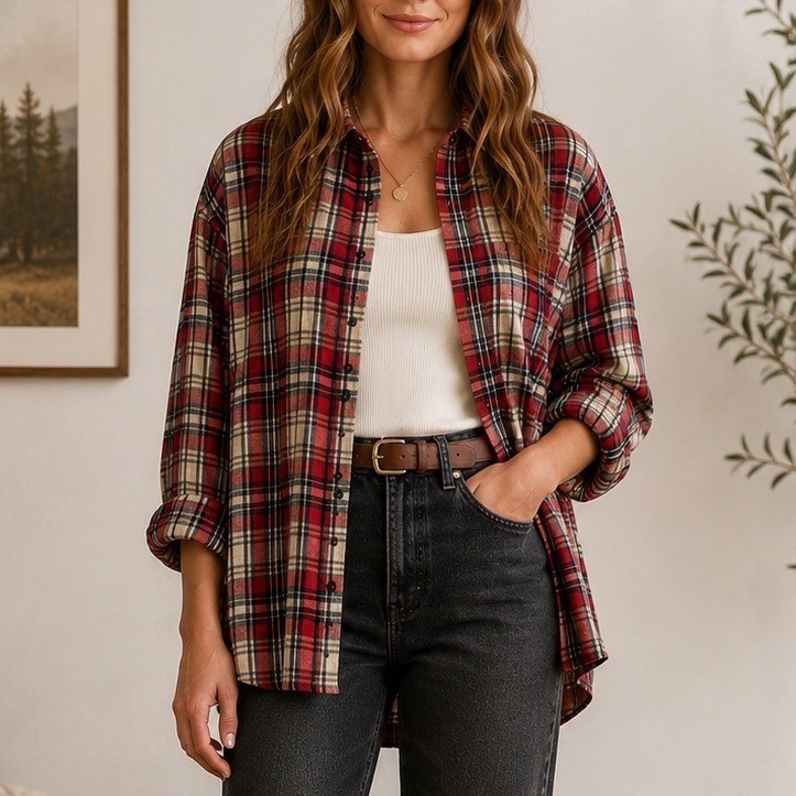 Madewell Oversized Plaid Shirt 100% Cotton Flannel Grunge Cabin Core Grunge L