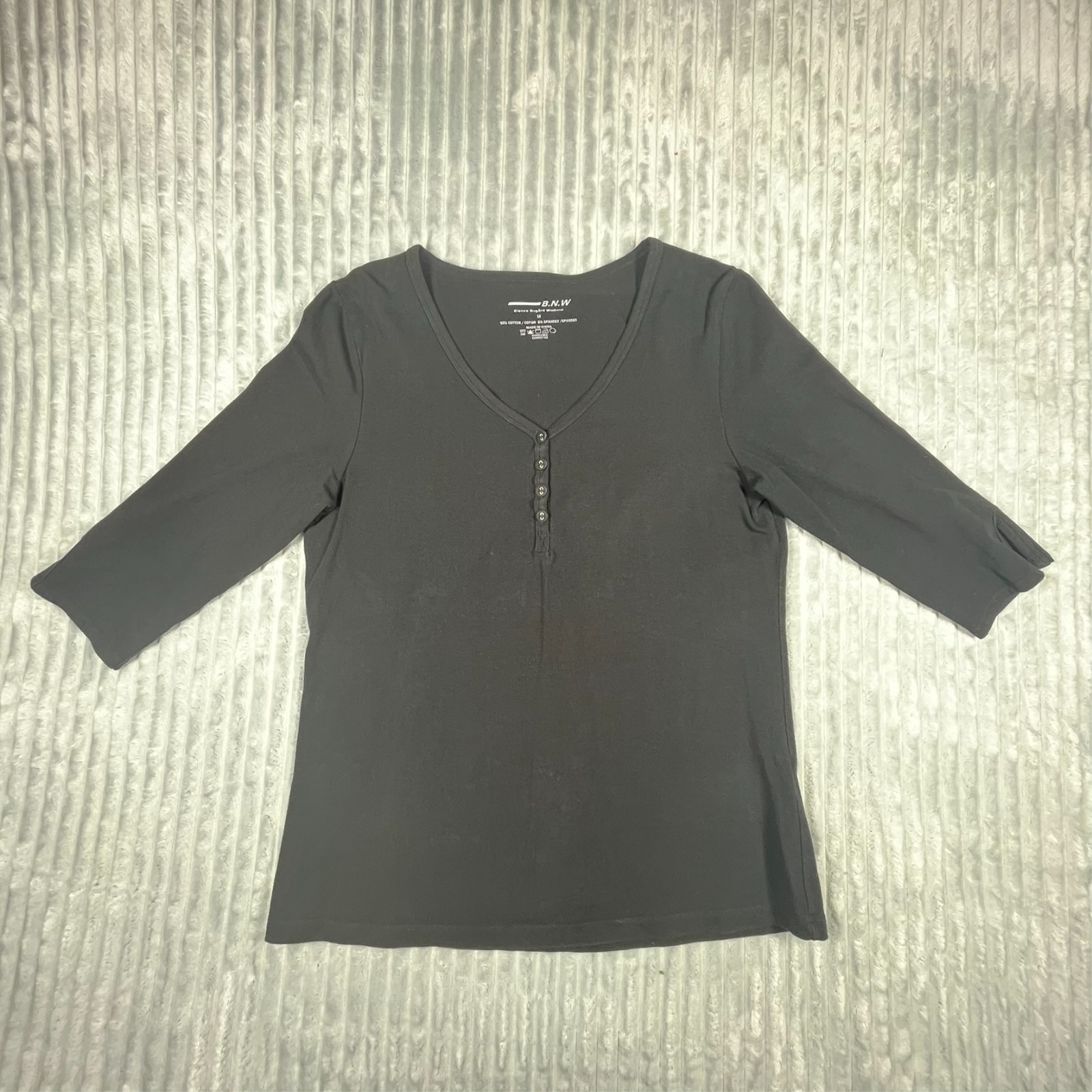 Bianca Nygard Weekend Shirt Women\'s M Black Long Sleeve Stretch Minimalist