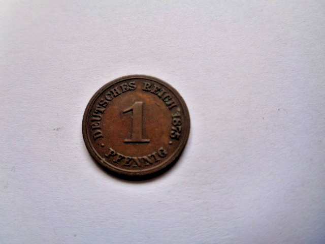 Antique c1875 German Empire 1 Pfennig Copper Coin DEUTSCHES REICH Used