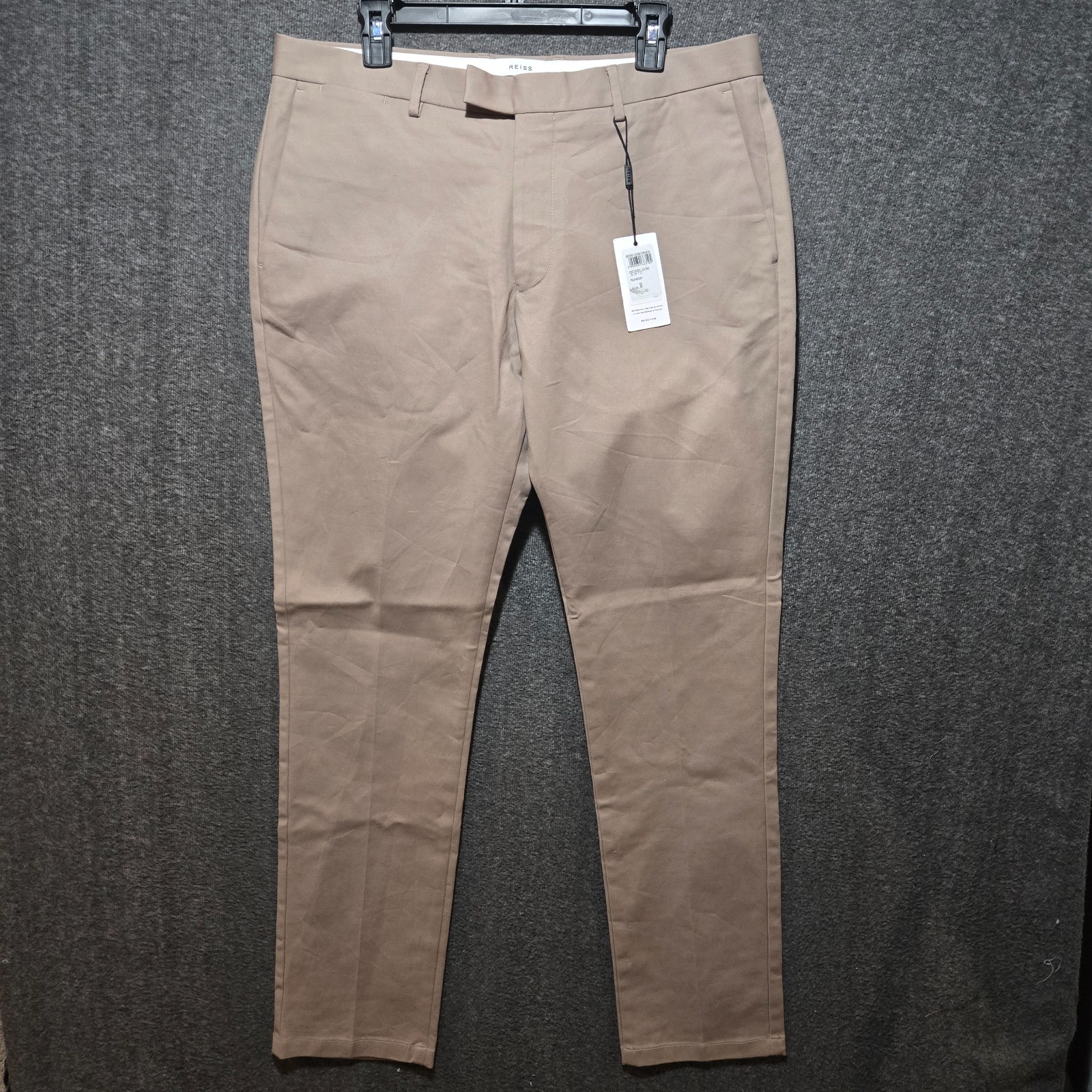 REISS Mens Eastbury Slim Fit Cotton Blend Chinos Trousers Mushroom Size 36 x 33 REISS Mens Eastbury Slim Fit Cotton Blend Chinos Trousers Mushroom Size 36 x 33