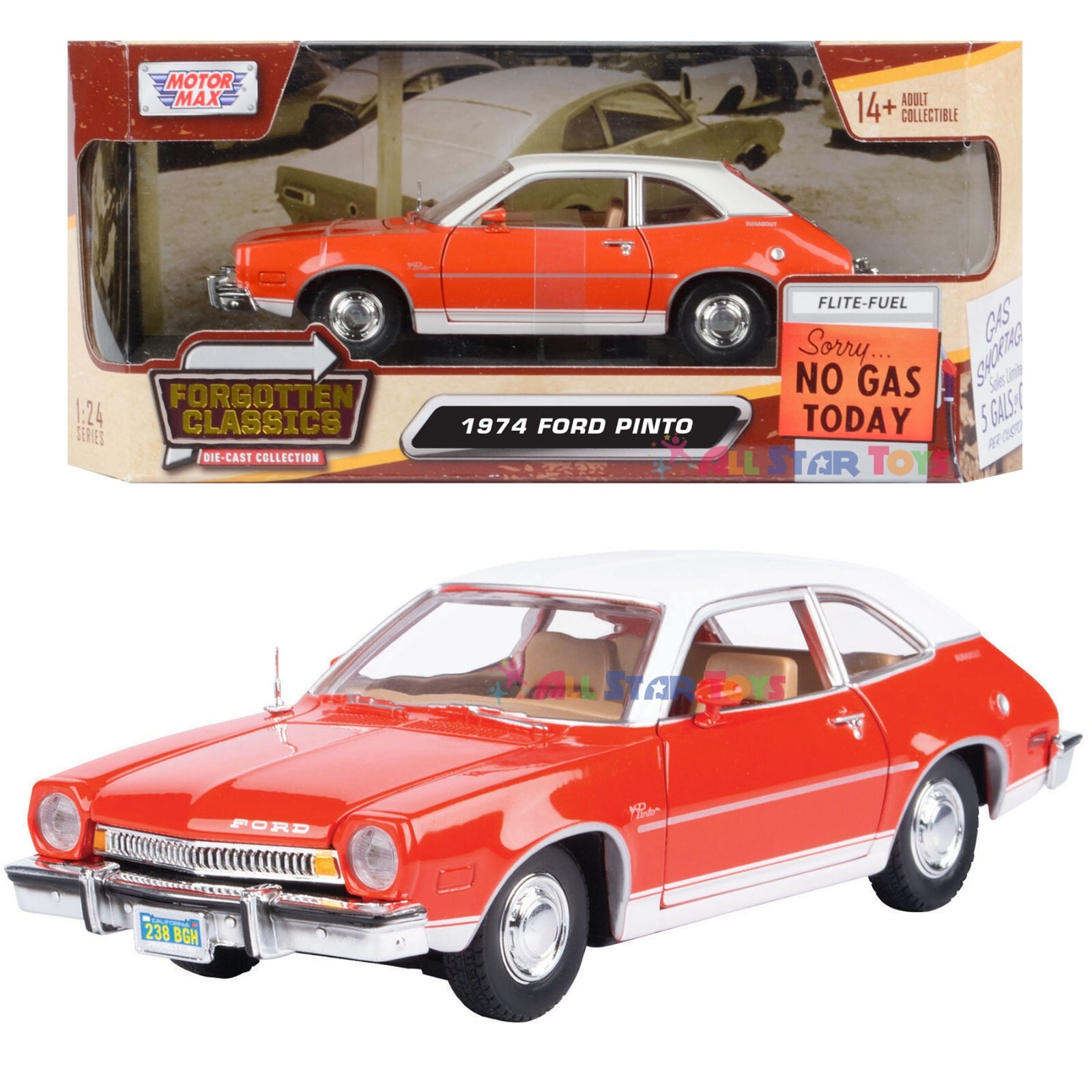 MOTORMAX 1974 FORD PINTO 1/24 DIECAST MODEL FORGOTTEN CLASSICS 79044 ORANGE