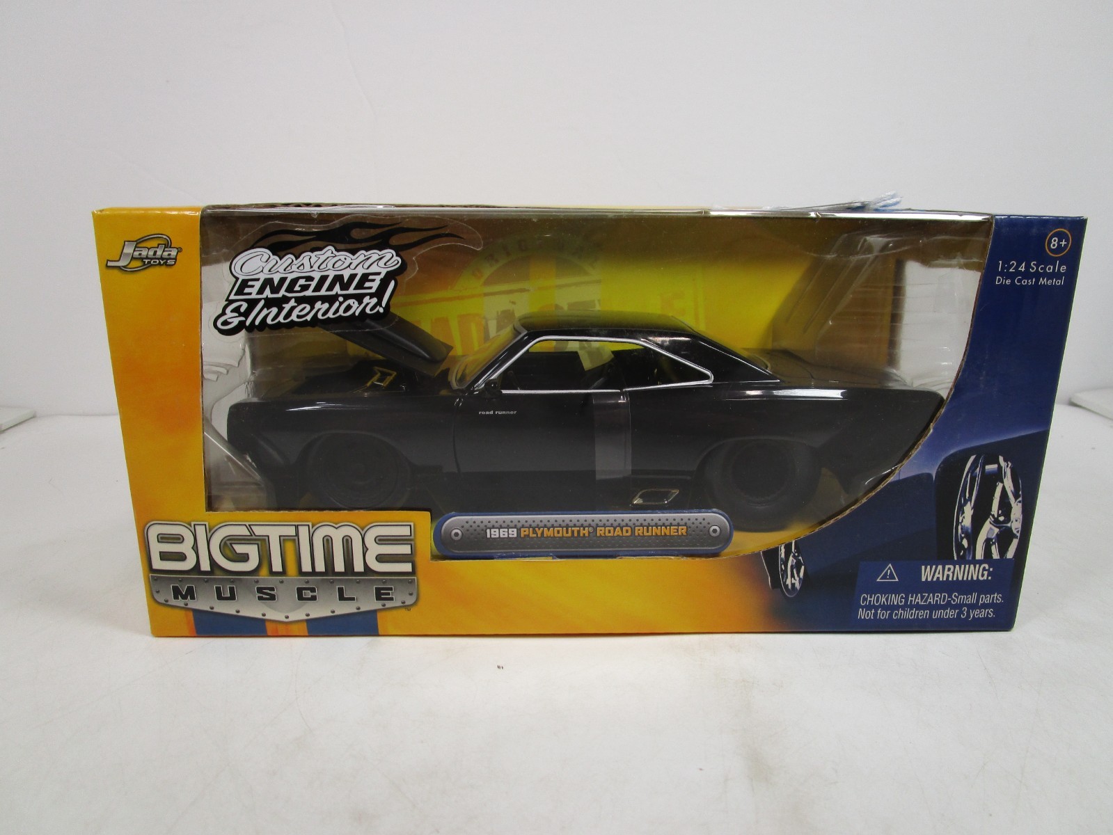 JADA 1/24 BIGTIME MUSCLE BLACK 1969 PLYMOUTH ROAD RUNNER NEW *BOX DAMAGE* JADA 1/24 BIGTIME MUSCLE BLACK 1969 PLYMOUTH ROAD RUNNER NEW *BOX DAMAGE*