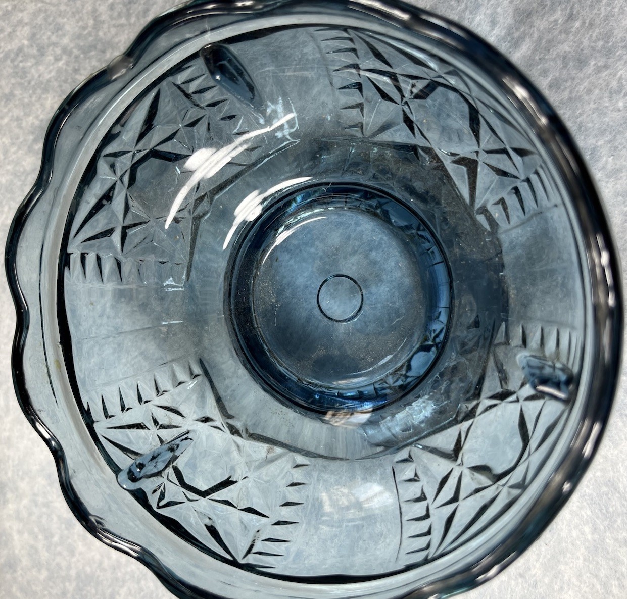 Vintage Indiana Glass Colonial Blue Stars & Bars Base Only