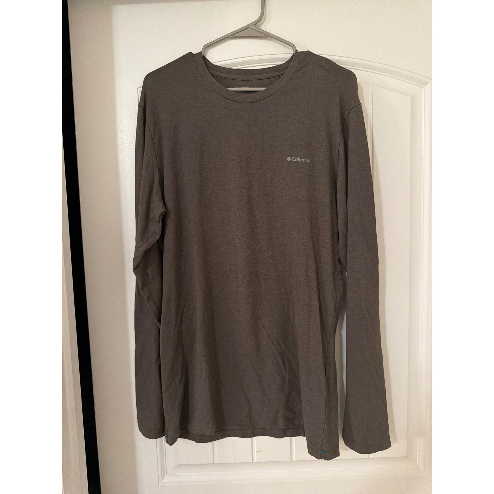 Columbia Mens Long Sleeve Crew Neck T-Shirt Brown Heathered Active Top Large