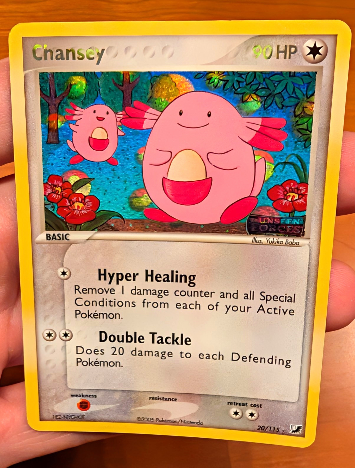 Pokemon TCG Chansey EX Unseen Forces Reverse Holo Rare 20/115 EN 2005