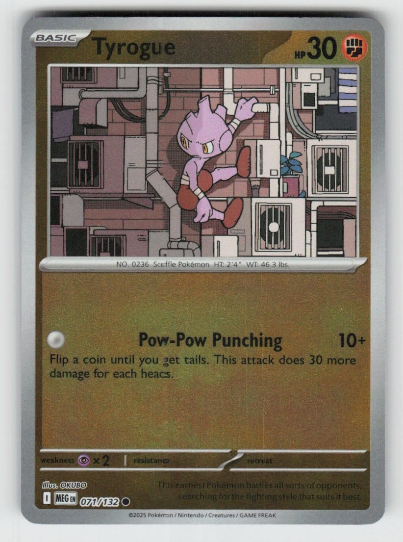 Reverse Holo Tyrogue 071/132 Common Mega Evolution Near Mint Reverse Holo Tyrogue 071/132 Common Mega Evolution Near Mint