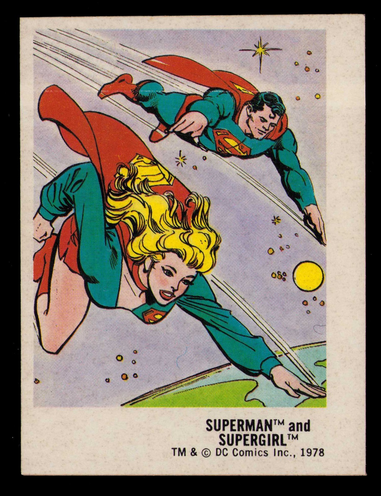 1978 Harris DC Superheroes Bread Sticker SUPERMAN and SUPERGIRL Card 10/30 1978 Harris DC Superheroes Bread Sticker SUPERMAN and SUPERGIRL Card 10/30