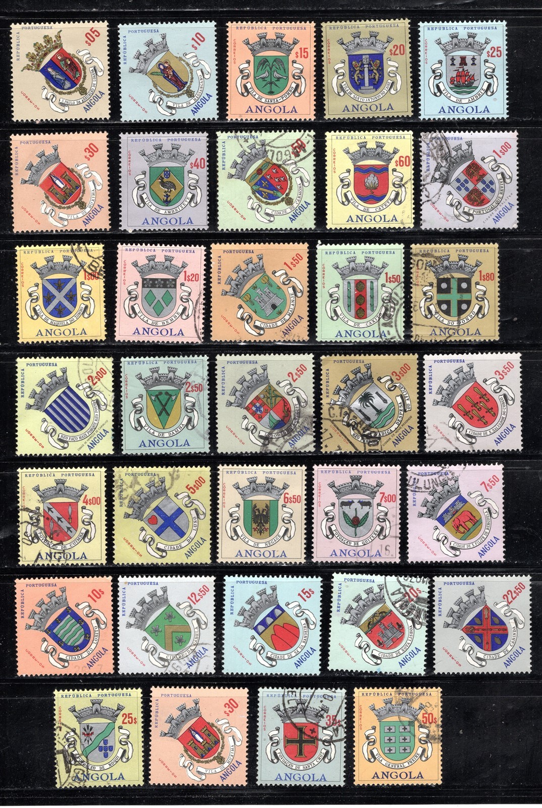 Angola Stamp Scott #448//488, Lot of 34, Coat of Arms, MLH & Used, SCV$25.90 Angola Stamp Scott #448//488, Lot of 34, Coat of Arms, MLH & Used, SCV$25.90