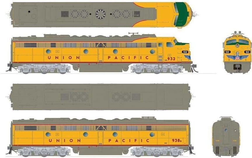 RAPIDO 28540 HO SCALE EMD E8A/B Set Union Pacific 938 938B DCC WITH SOUND