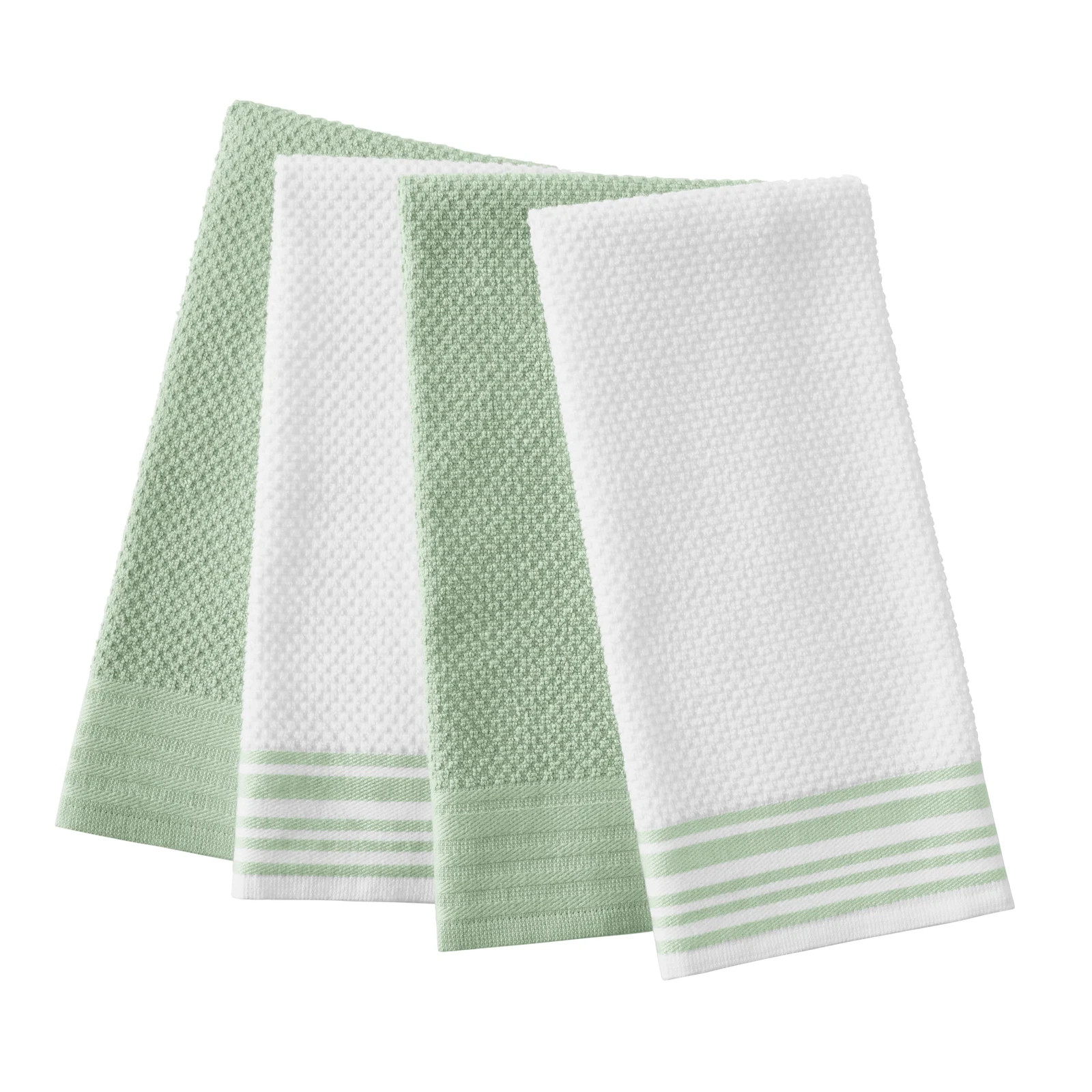 Mainstays 4-Pack 16”x26” Woven Kitchen Towel Set, Sage