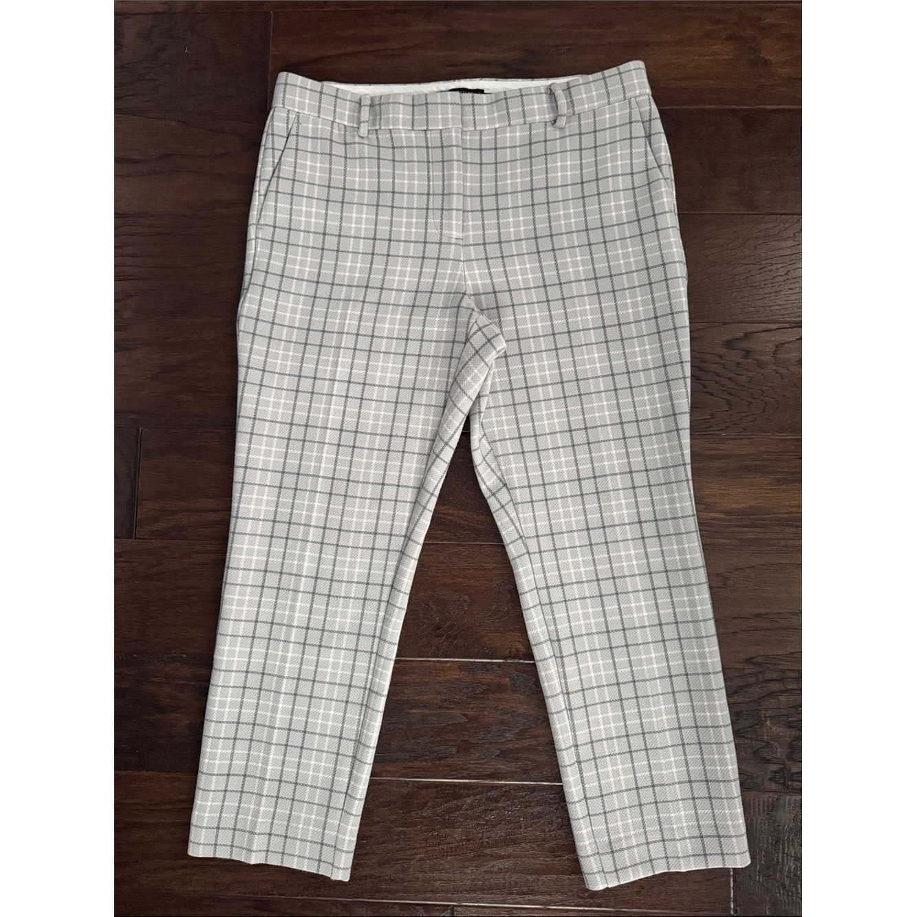 Ann Taylor Trouser 10 Petite Gray Plaid Cropped Dress Pants