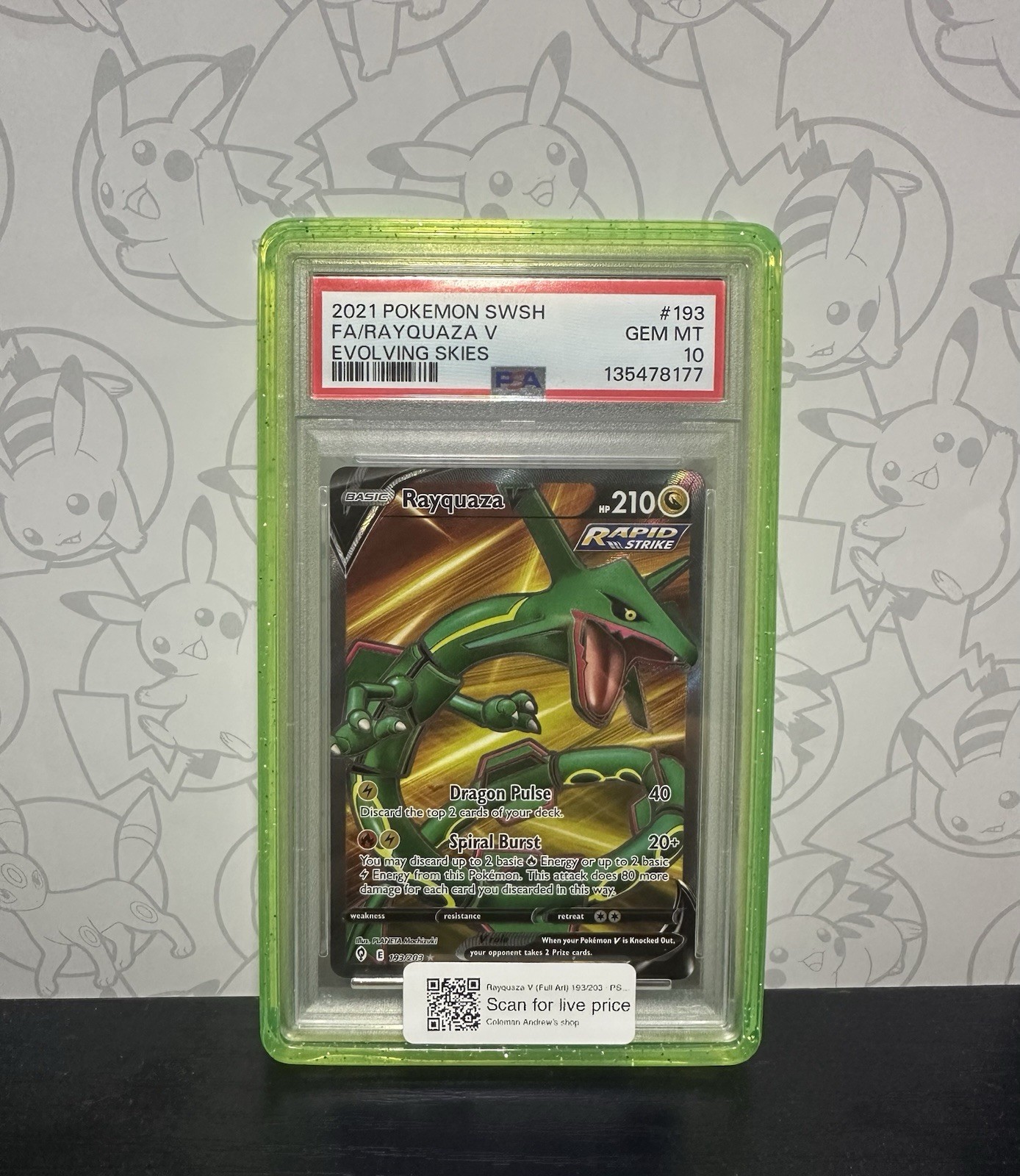 Evolving Skies Rayquaza V Full Art Holo 193/203 PSA 10