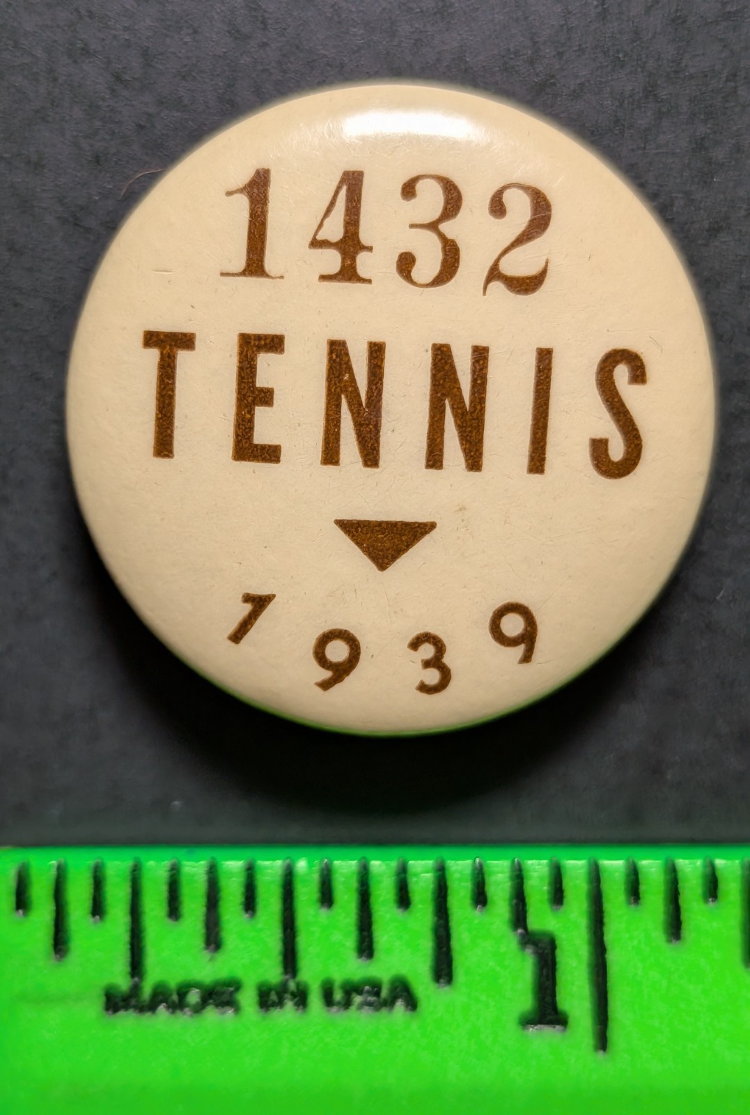 Vintage 1939 Tennis Permit Pinback Pin Vintage 1939 Tennis Permit Pinback Pin