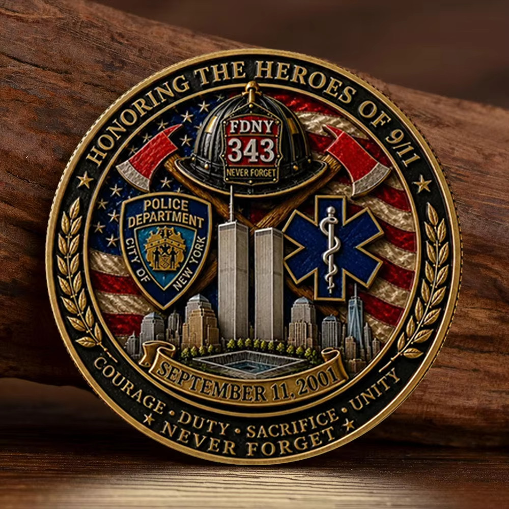 9/11 Memorial Challenge Coin September 11 2001 FDNY NYPD EMS Never Forget 9/11 Memorial Challenge Coin September 11 2001 FDNY NYPD EMS Never Forget