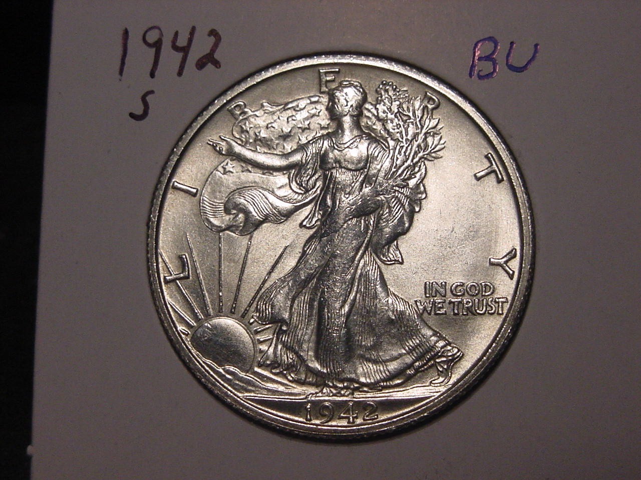 1942-S WALKING LIBERTY HALF BU HIGHER GRADE NICE 90% SILVER 1942-S WALKING LIBERTY HALF BU HIGHER GRADE NICE 90% SILVER