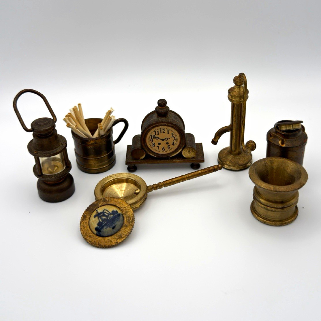Vintage Dutch Brass Miniatures Lot - 7pc Collectible Set Made in Holland