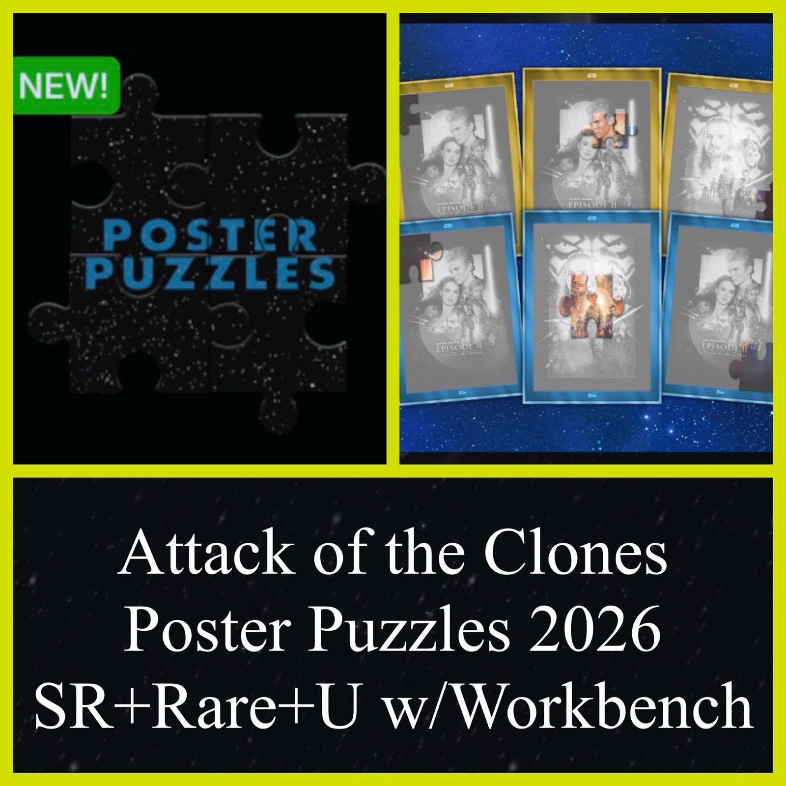 ATTACK OF CLONES POSTER PUZZLES SR+R+U SET+WORKBENCH-TOPPS STAR WARS CARD TRADER ATTACK OF CLONES POSTER PUZZLES SR+R+U SET+WORKBENCH-TOPPS STAR WARS CARD TRADER