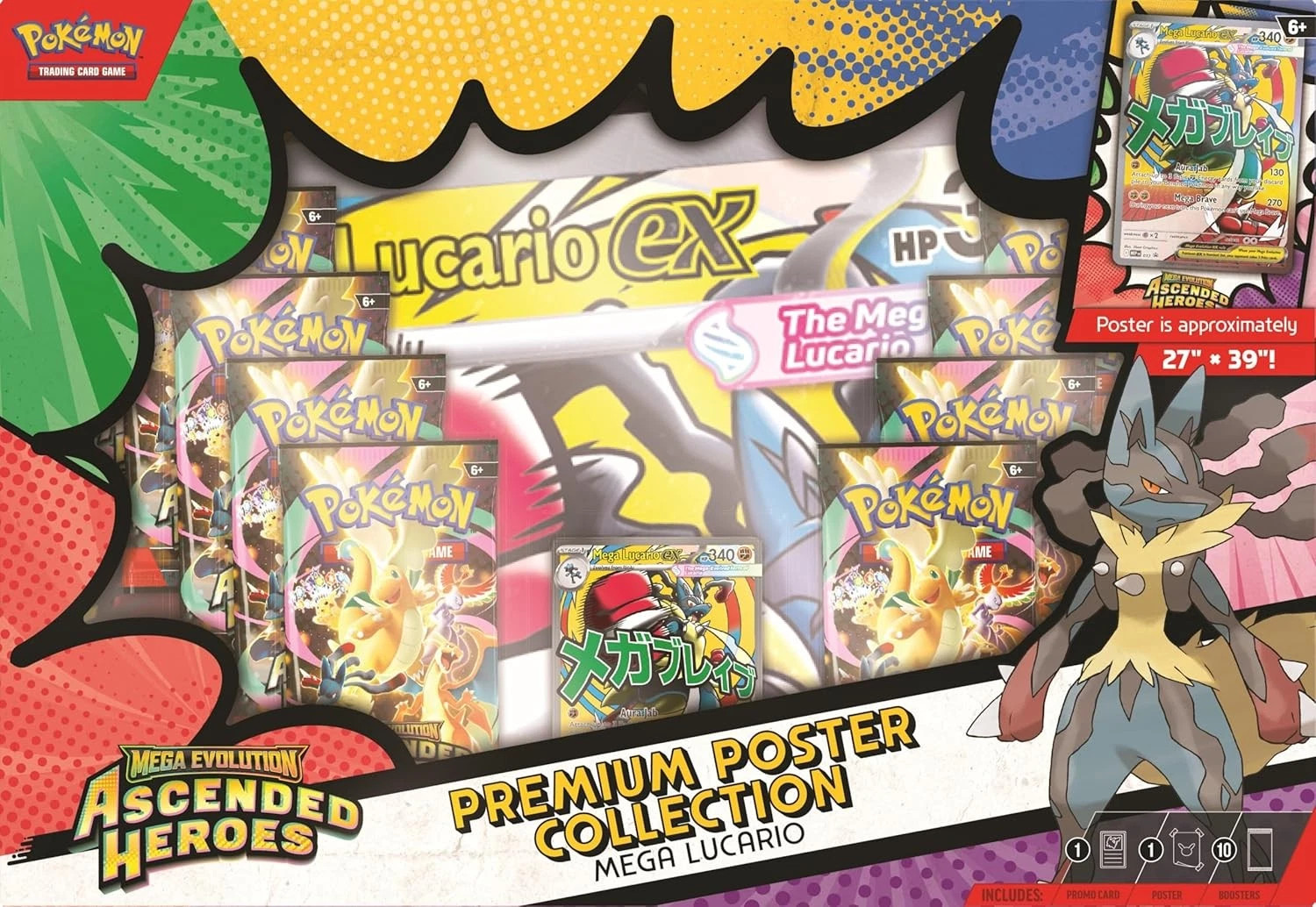 Pokémon TCG Ascended Heroes Mega Lucario ex Premium Poster Collection Box Pokémon TCG Ascended Heroes Mega Lucario ex Premium Poster Collection Box