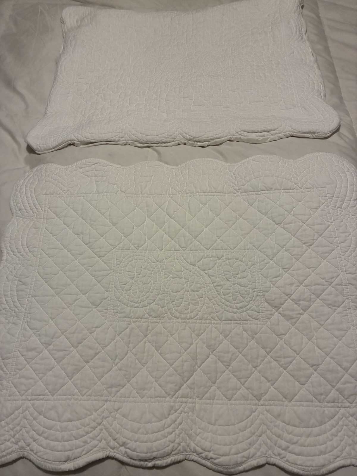Shabby Chic MATELASSE Shams STANDARD Diamond Diamond COTTON Vintage PAIR