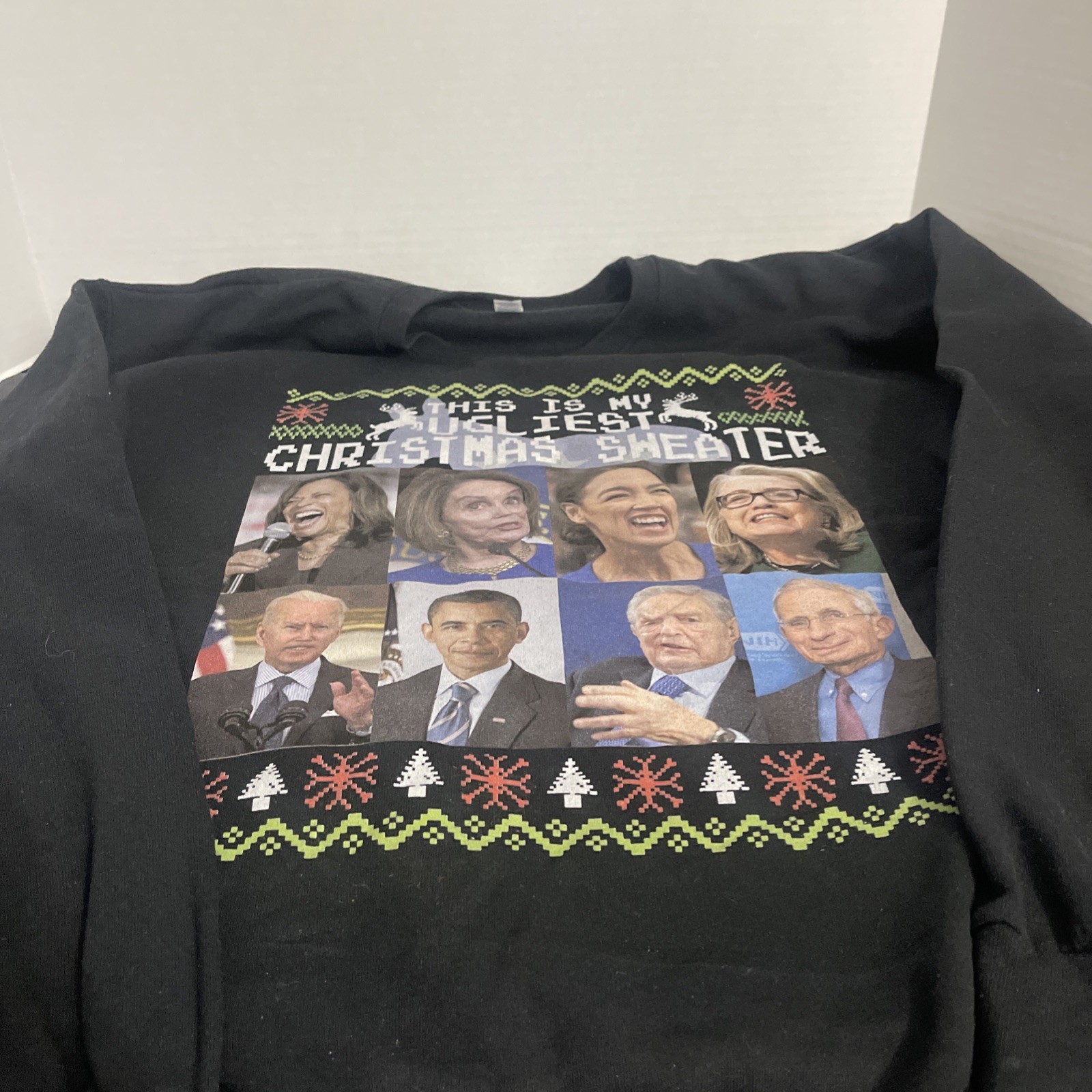 Ugly Xmas Unisex Sweat Shirt Biden Obama Hillary Nancy And The Bunch Large Ugly Xmas Unisex Sweat Shirt Biden Obama Hillary Nancy And The Bunch Large