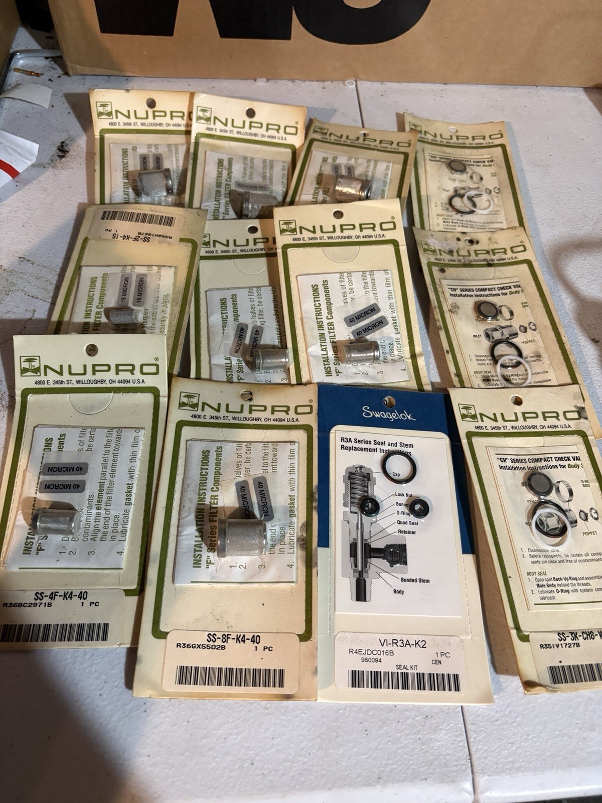Lot of 12 Nupro Swagelok Valve Filter Seal Repair Kits NOS SS-4F-K4-40 R3A