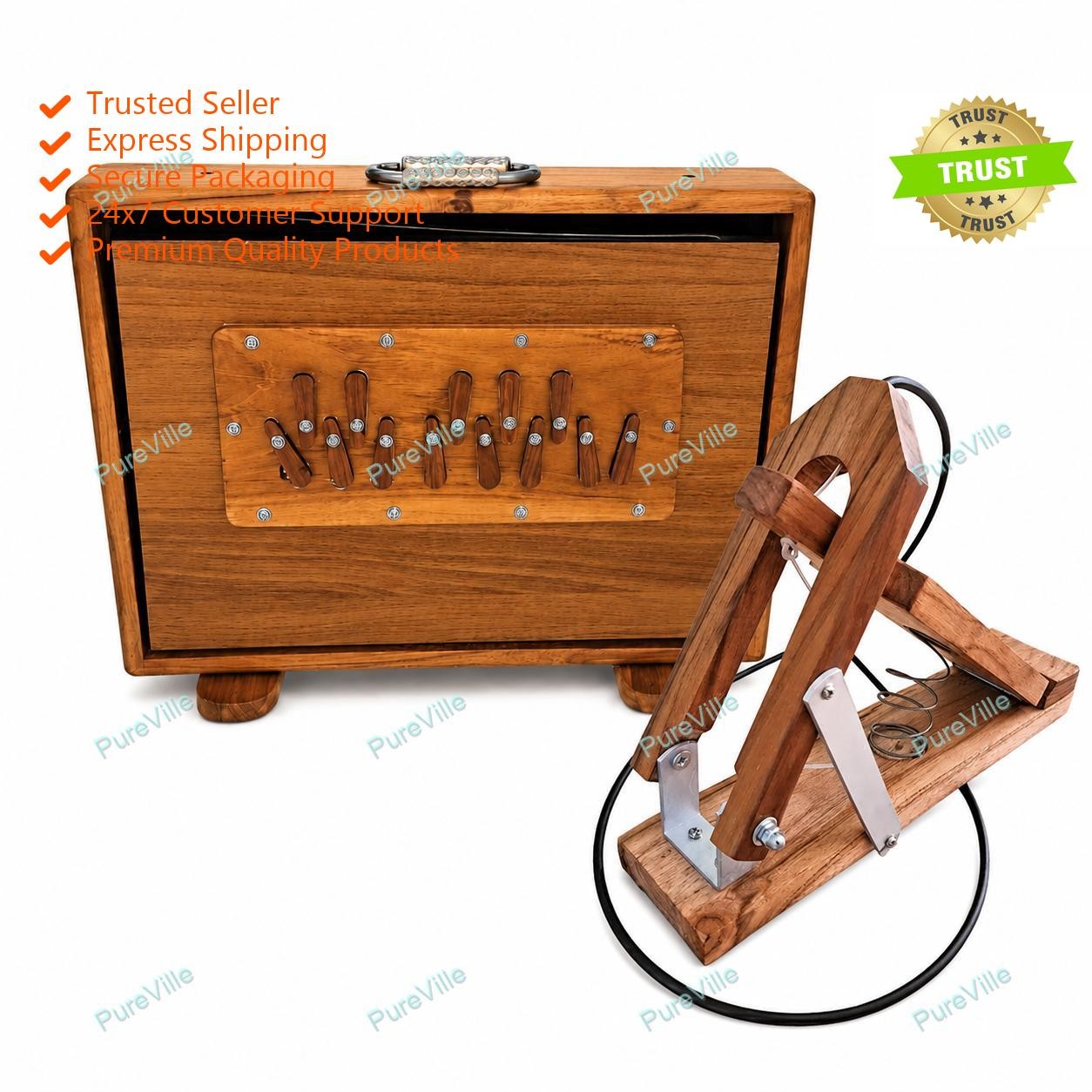 New Professional 13 Notes, Sur Peti, Shruti Box Double Bellow Teak Wood Musical