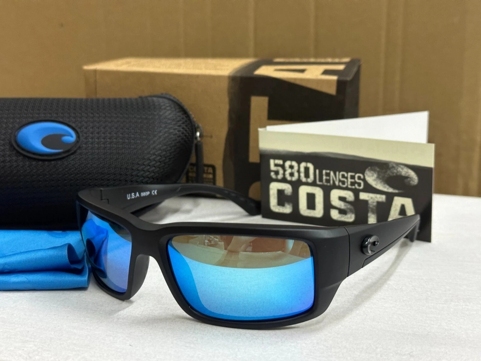 Costa Del Mar FANTAIL Matte Black /blue Mirror Polarized Sunglasses 580p