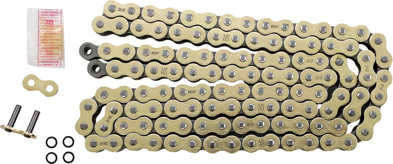 DID 530 VX3 Gold Drive Chain 120 Links X-Ring M530VX3G120ZB Universal