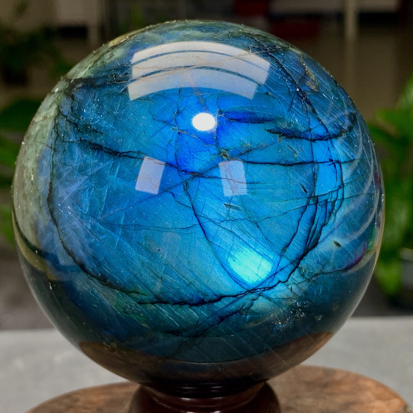 1.72LB Natural Gorgeous Labradorite Quartz sphere crystal ball specimen healing