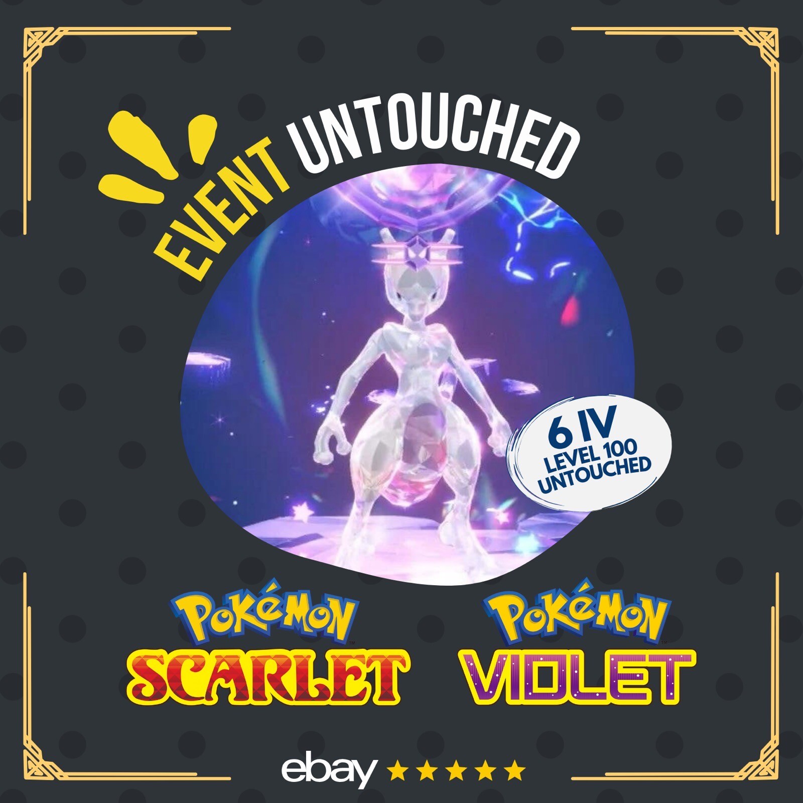 Mewtwo Unrivaled Tera Raid Mark Event Untouched Legit Pokémon Scarlet Violet