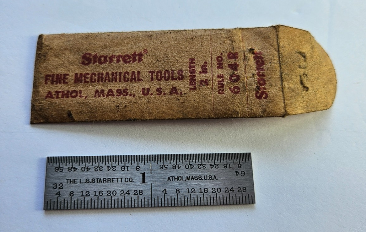 Vintage L.S. Starrett Company Steel Machinist's Rule w/Original Envelope Vintage L.S. Starrett Company Steel Machinist's Rule w/Original Envelope