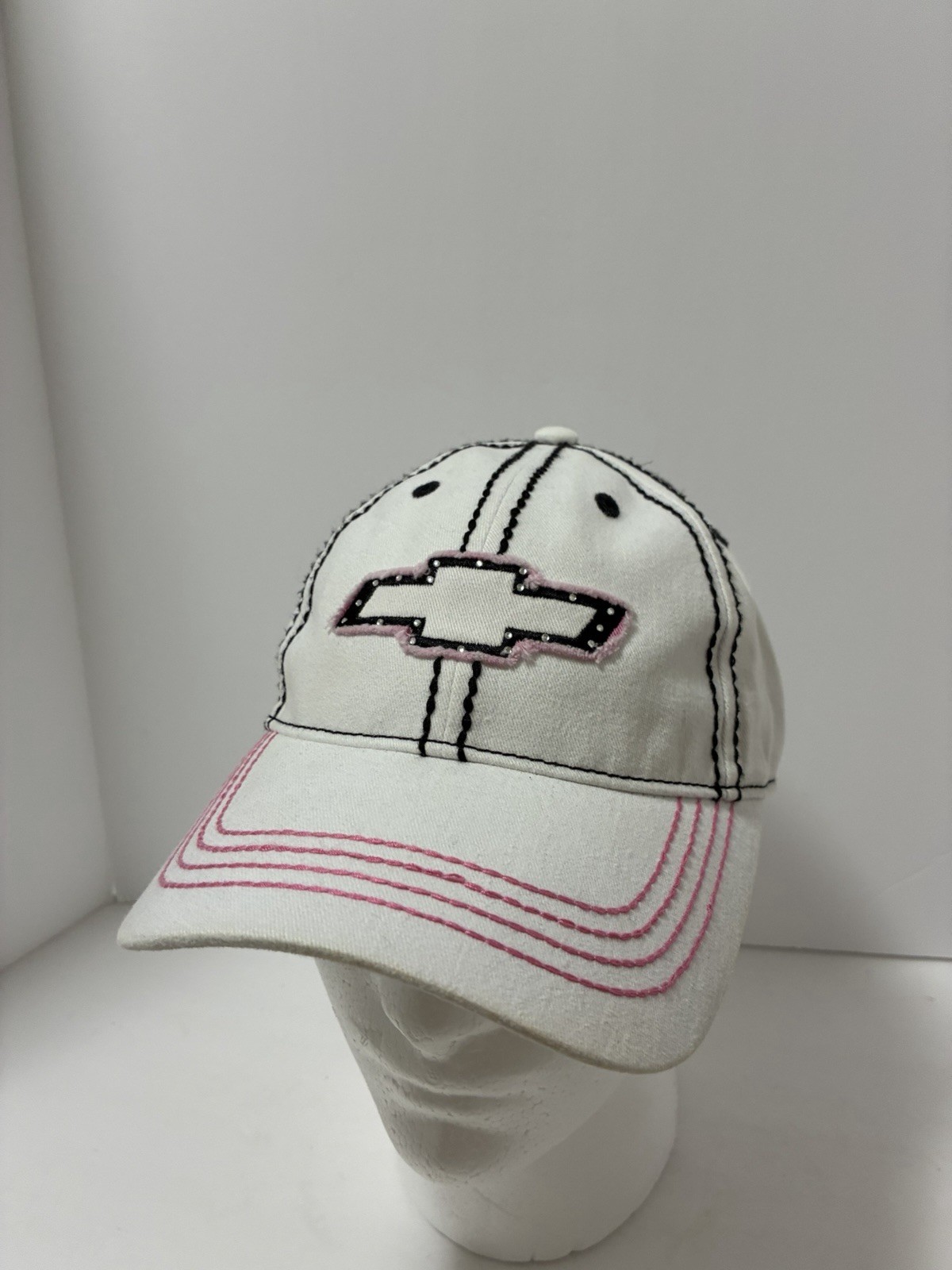 Infinity Chevrolet Chevy Womens White/Pink/Black Strapback Baseball Cap Hat