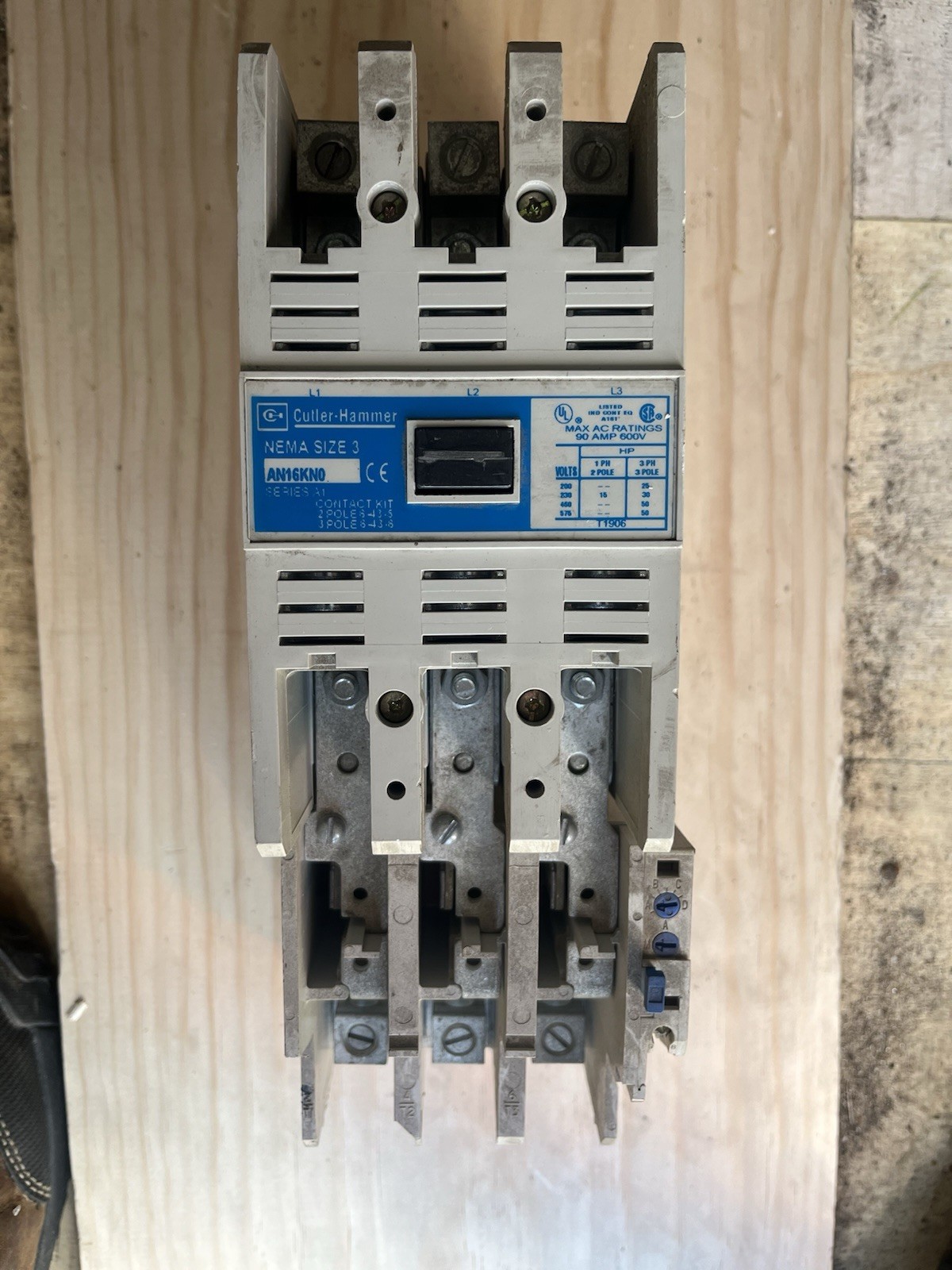 Cutler-Hammer AN16KN0 NEMA Size 3 non-reversing motor starter contactor.