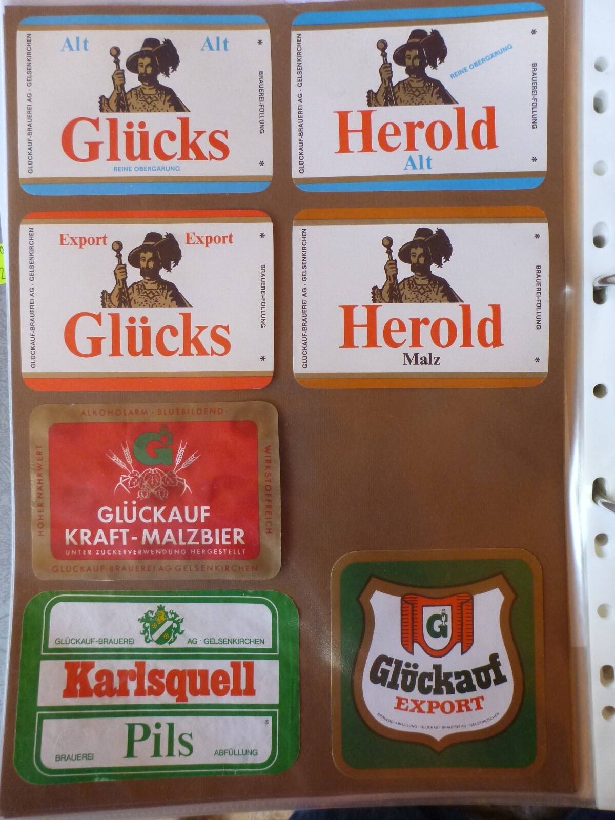 ORIGINAL GLUCKAUF 7 X DIFFERENT WEST GERMAN BEER LABELS