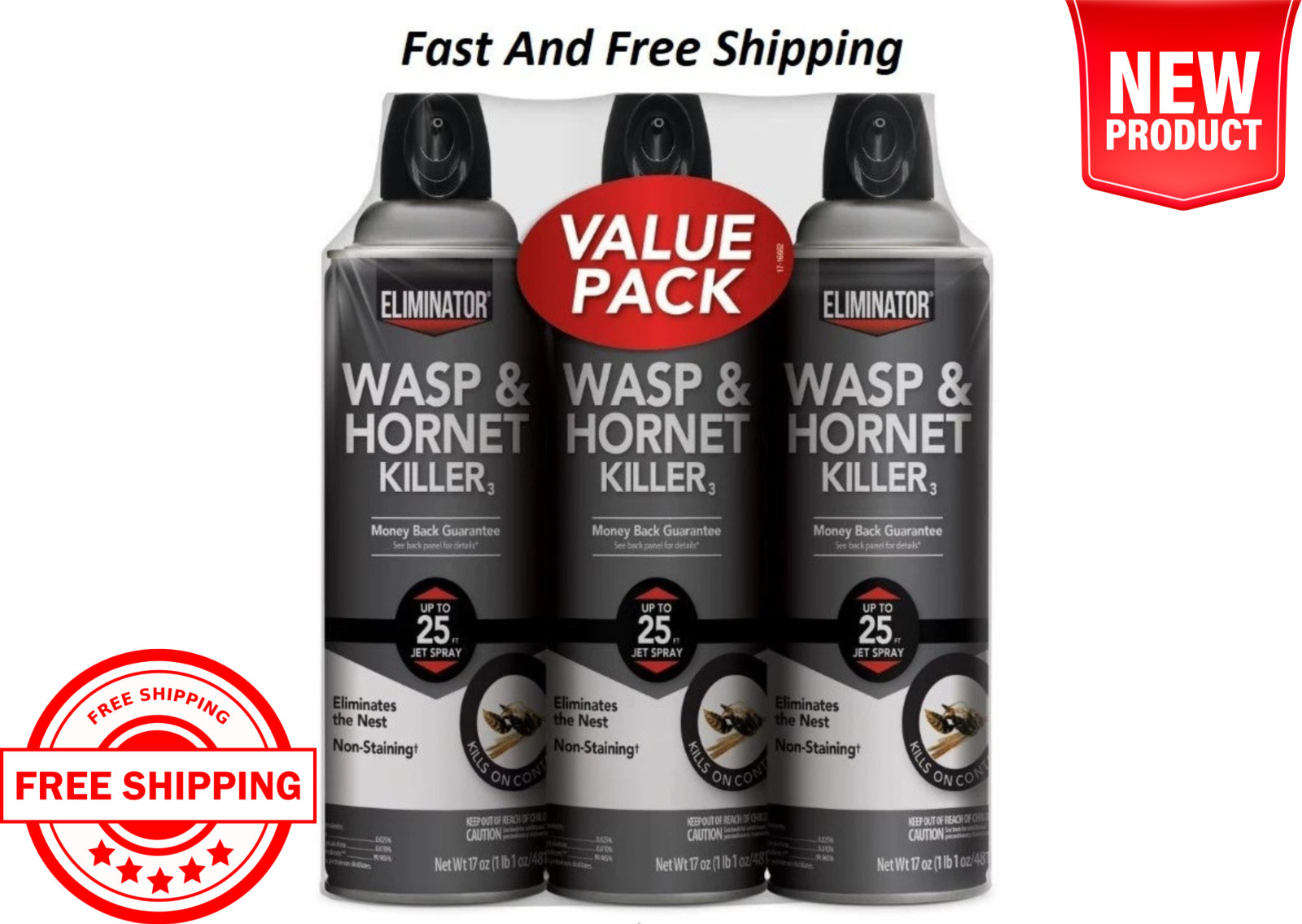 Eliminator Wasp and Hornet Killer3, 17 Ounce, 3 Pack - Eliminator Wasp and Hornet Killer3, 17 Ounce, 3 Pack -