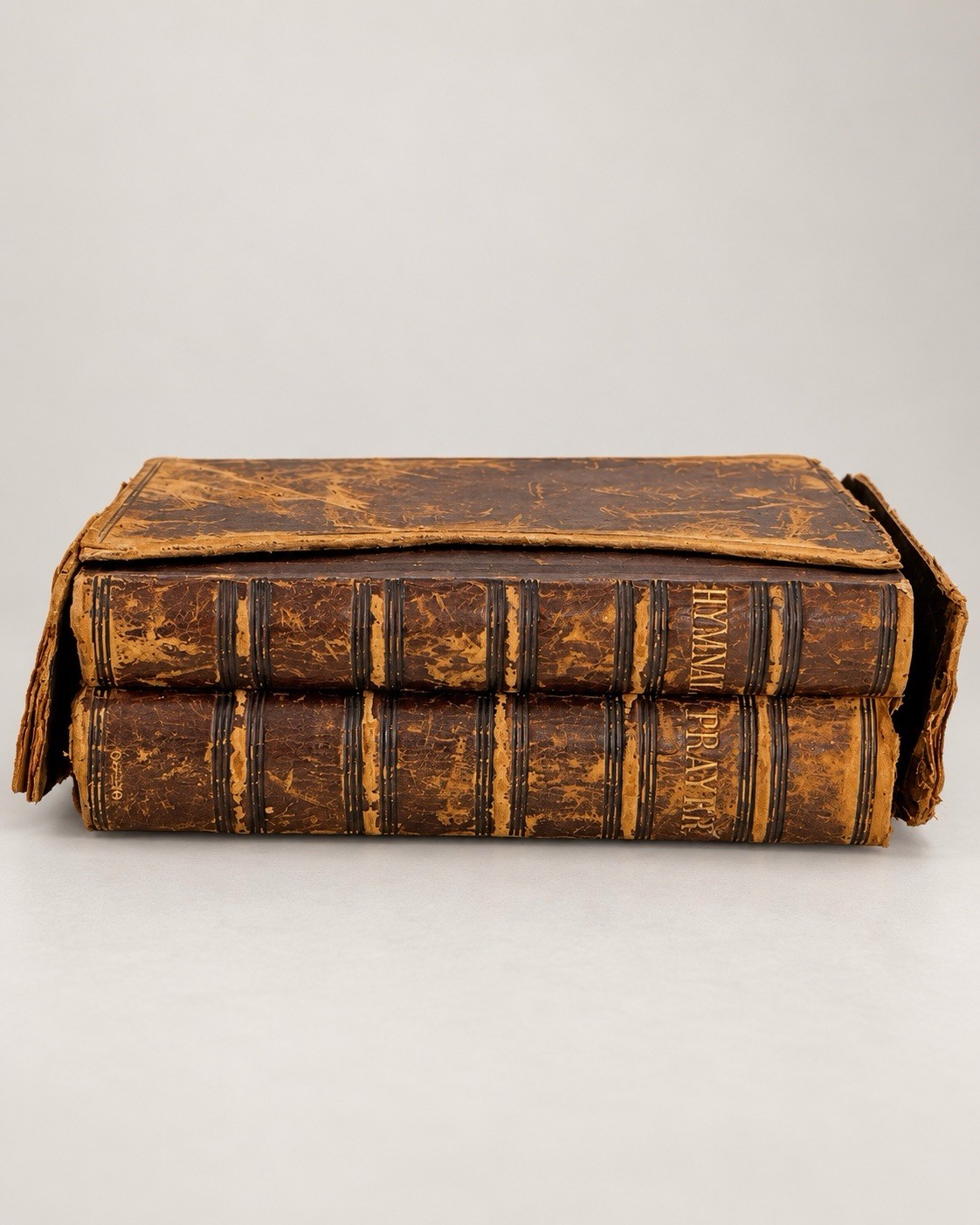 Antique 1875 Episcopal Book of Common Prayer & Hymnal Leather Set w Case