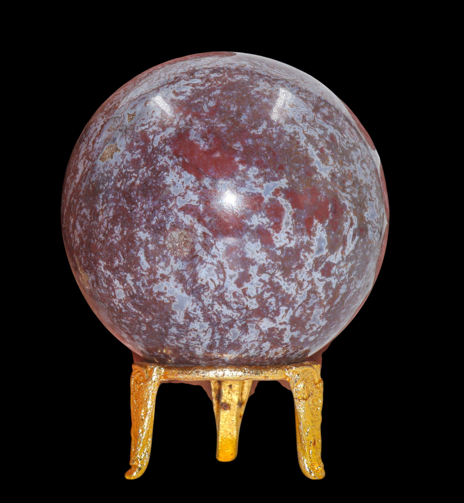 80mm Natural Ocean Jasper Sphere Polished Gemstone Crystal Ball Decor Collector