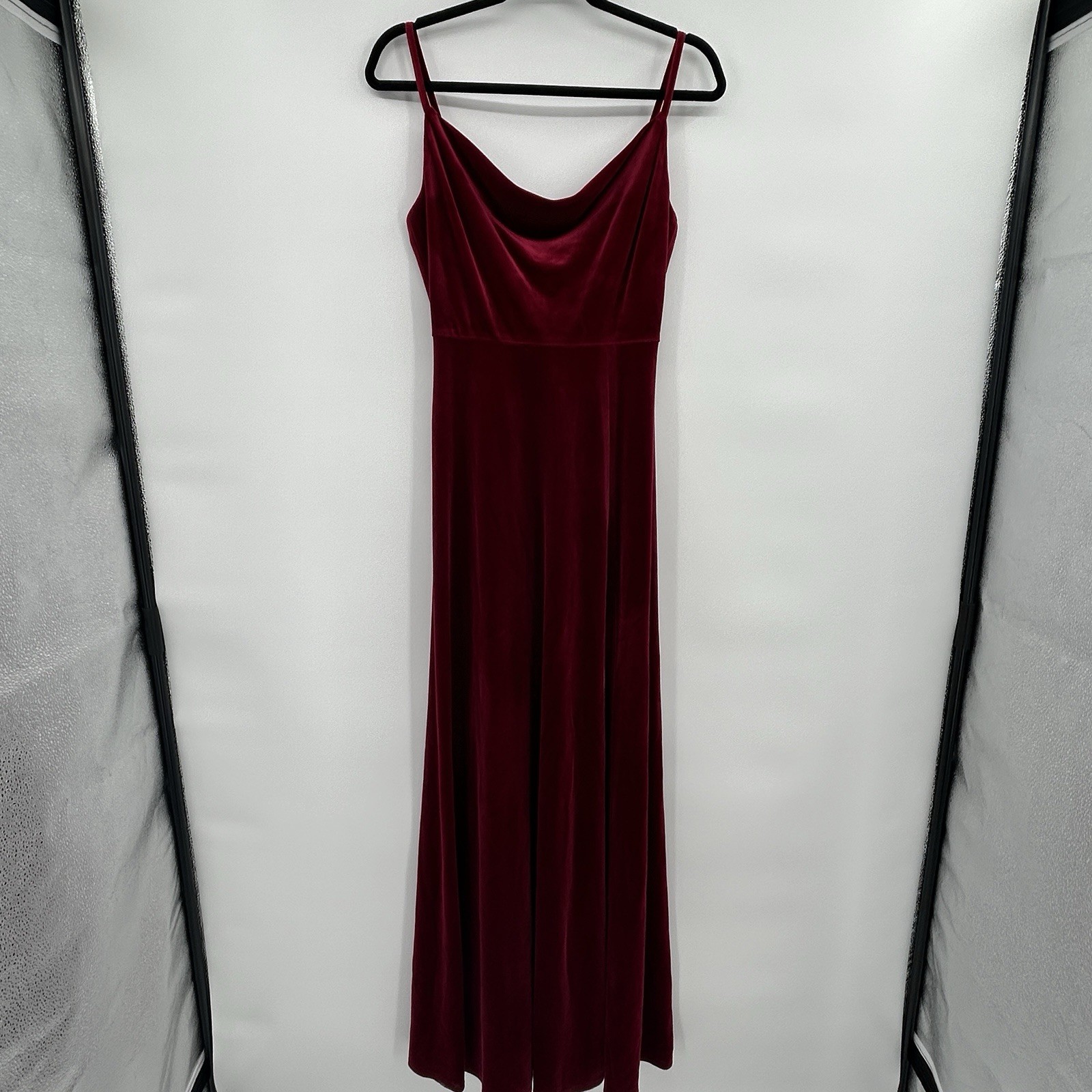 Lulu\'s Womens Burgandy Velvet Cowl Neck Maxi Dress Size S Dark Romantic Vampy