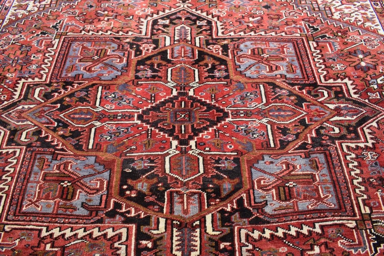 9'9 x 13'2 S Antique Vintage Heris Oriental Carpet Handmade Wool Area Rug 10x13