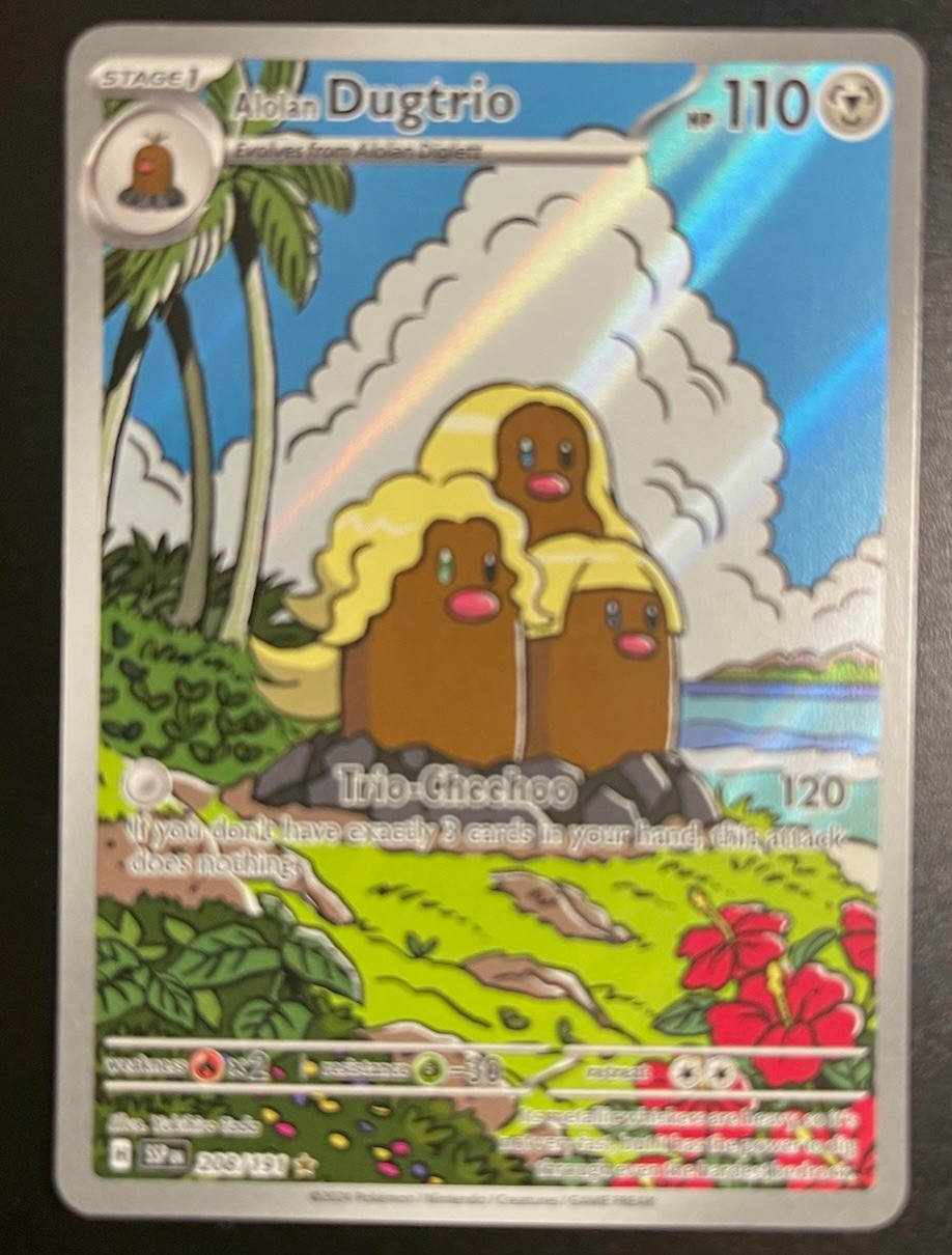 Alolan Dugtrio 208/191 Sv08 Surging Sparks Illustration Rare Alolan Dugtrio 208/191 Sv08 Surging Sparks Illustration Rare