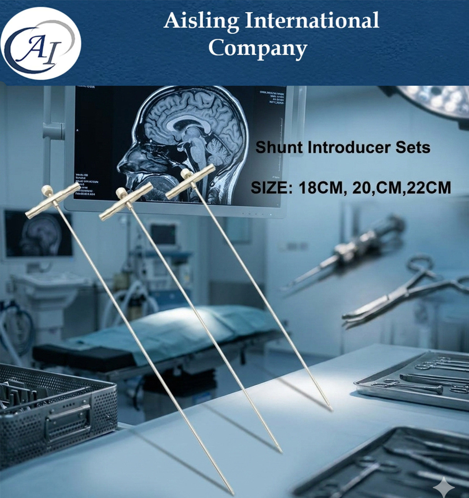 Shunt Passer 3 pic Set Neurosurgical Shunt Introducer Ventricul operitoneal (VP) Shunt Passer 3 pic Set Neurosurgical Shunt Introducer Ventricul operitoneal (VP)