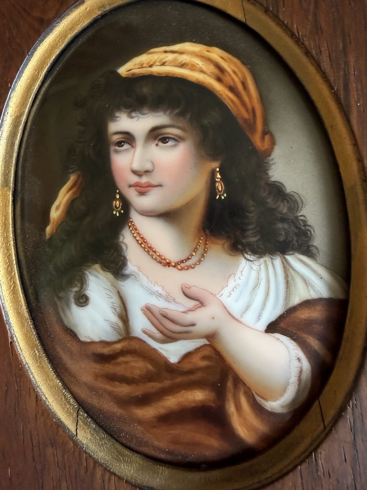 Antique KPM Or KPM Style Painted Porcelain Plaque Of Beggar Woman Gypsy Antique KPM Or KPM Style Painted Porcelain Plaque Of Beggar Woman Gypsy