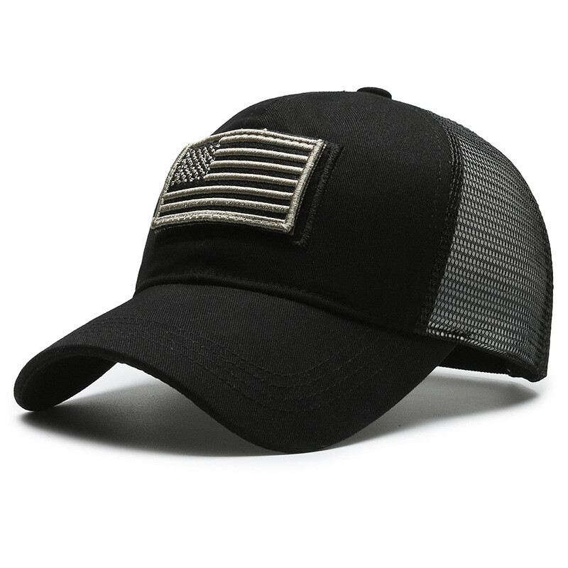 USA Flag Baseball Cap Detachable Patch Mesh Tactical Army Caps American Men Hat