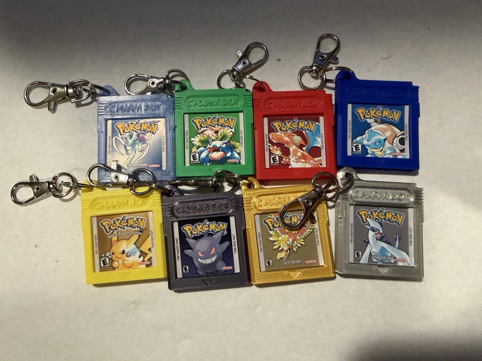 Retro Pokemon Game Cartridge Keychain 3D Printed Charm – Choose Your Design
