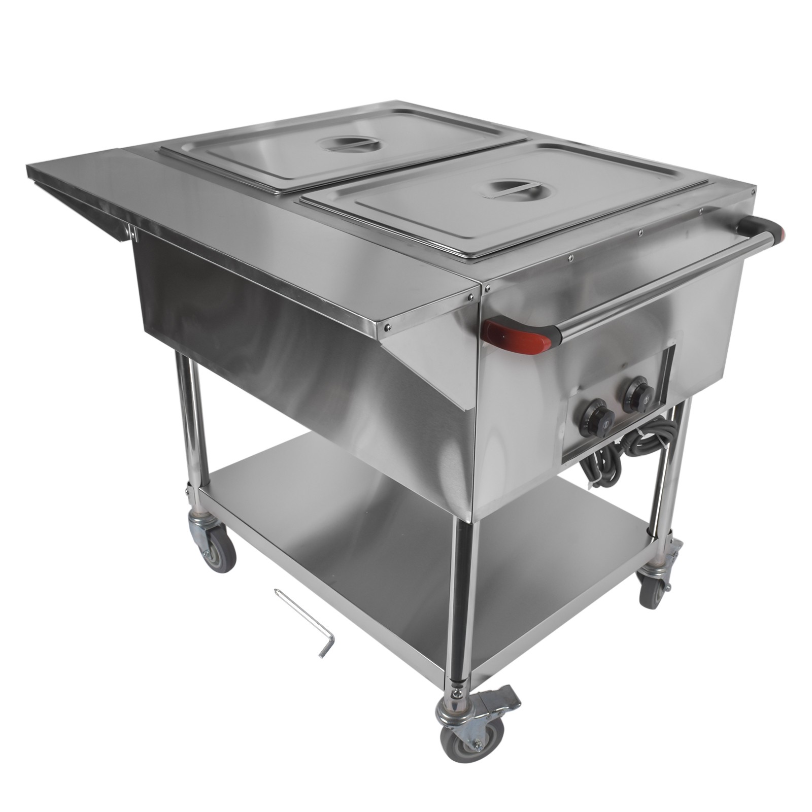 Commercial 2/3-Pan Electric Food Warmer 1000/1500W Buffet Steam Table w/Wheels