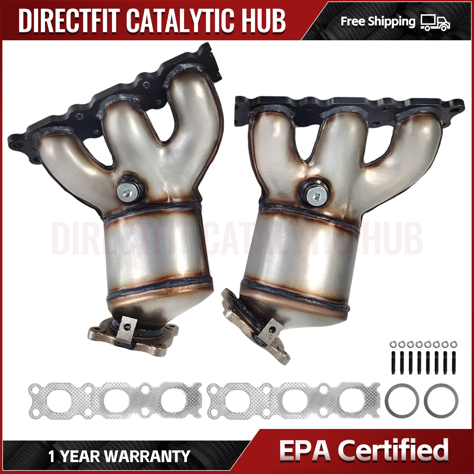 For 2008-2012 Land Rover LR2 3.2L I6 Manifold Catalytic converter 2 PIECES PAIR