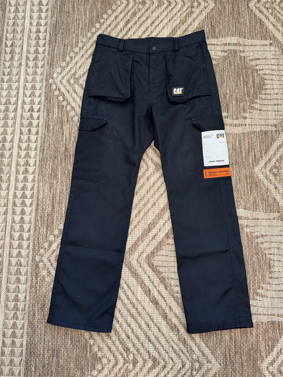 Heron Preston x CAT Black Cargo Work Pants Size L Canvas Polyester Polyamide Heron Preston x CAT Black Cargo Work Pants Size L Canvas Polyester Polyamide