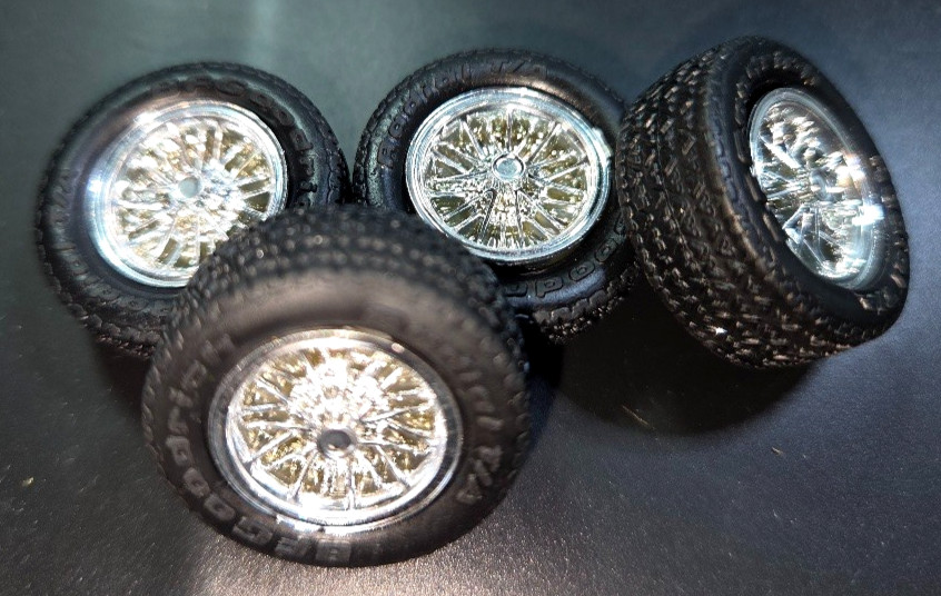 GOODYEAR RADIAL T/A BLACKWALL TIRES CHROME WIRE WHEELS SALVAGED FROM FORD COBRA