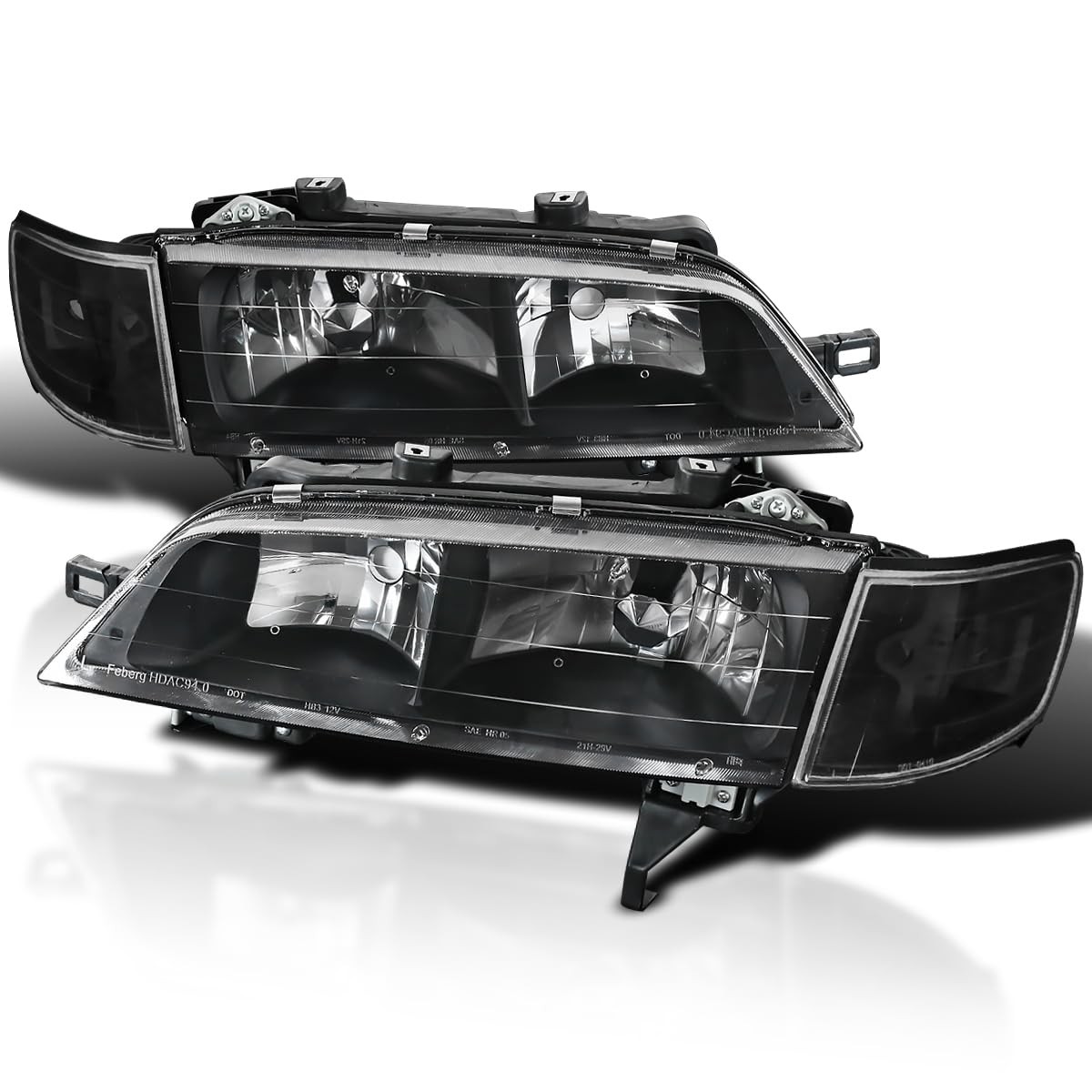 Jdm Black Headlights + Clear Corner Turning Signal Lamps