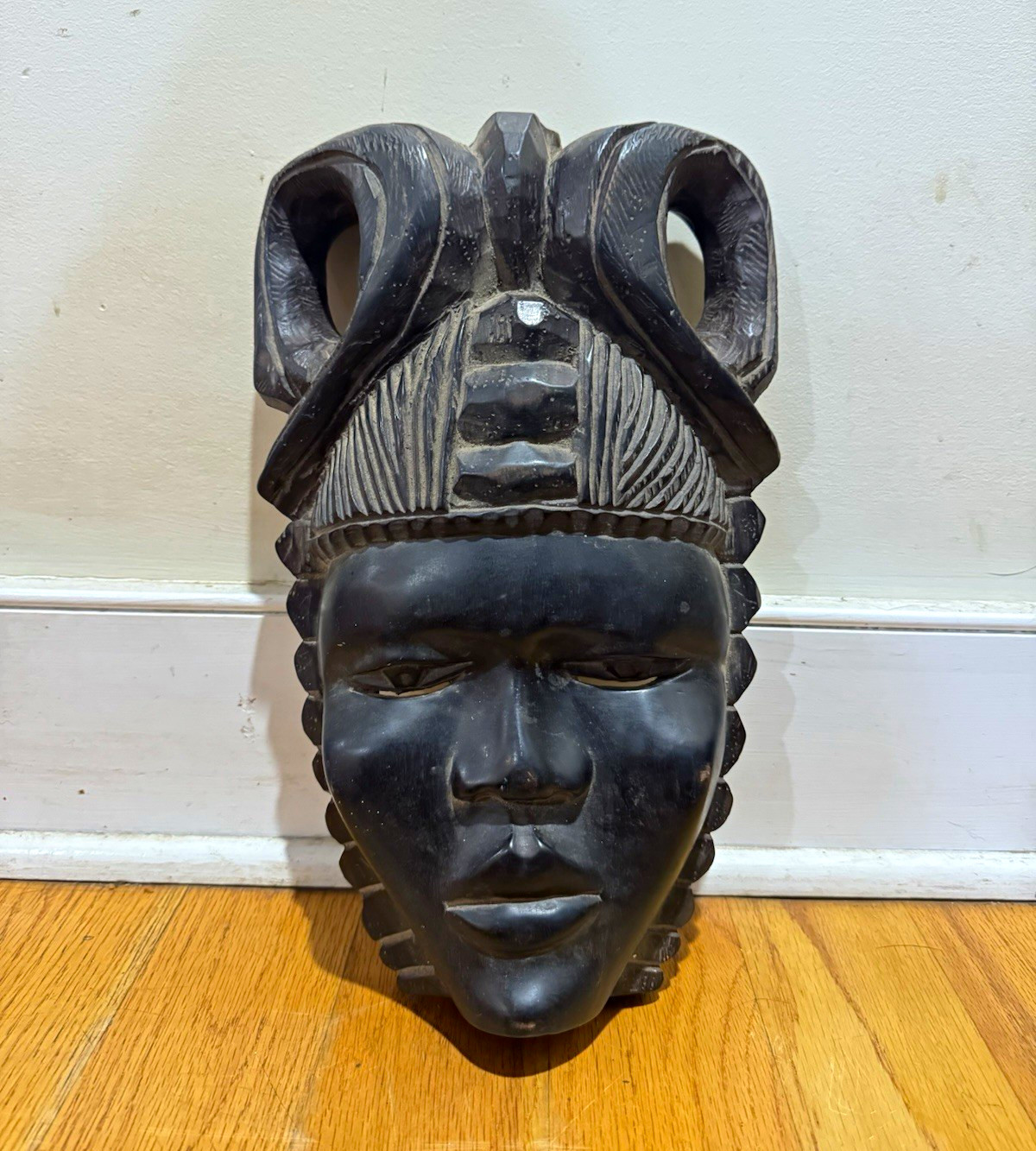 Vintage Large African Mid-Century Hand Carved Wood Wall Mask